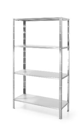 Skladovací regál se 4 plnými policemi – šroubový, HENDI, Kitchen Line, 1000x400x(H)1800mm