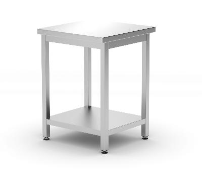 Centrální stůl s policí – skrutkové, hloubka 600 mm, HENDI, Kitchen Line, 600x600x(H)850mm