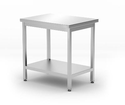 Centrální stůl s policí – šroubové, hloubka 600 mm, HENDI, Kitchen Line, 800x600x(H)850mm
