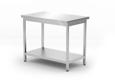 Centrální stůl s policí – se šroubovými nohami, hloubka 600 mm, HENDI, Kitchen Line, 1000x600x(H)850mm