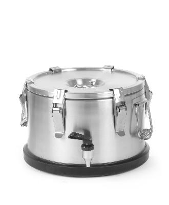 Izolační přenosný termos – s kohoutkem, HENDI, Profi Line, 10L, Stříbrná, ⌀330x(H)220mm s kohoutem, art.710128