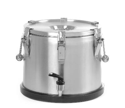 Izolační přenosný termos – s kohoutkem, HENDI, Profi Line, 15L, Stříbrná, ⌀330x(H)280mm s kohoutem, art.710135