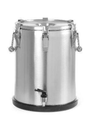 Izolační přenosný termos – s kohoutkem, HENDI, Profi Line, 25L, Stříbrná, ⌀330x(H)430mm s kohoutkem, art.710234