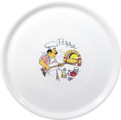 Tradiční talíř na pizzu, HENDI, Bílá, ⌀330mm s potiskem 774892