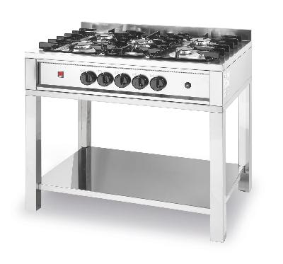 Plynový sporák – 5 hořáků, otevřený rám, HENDI, Kitchen Line, 14,3kW, 900x640x(H)910mm 225806
