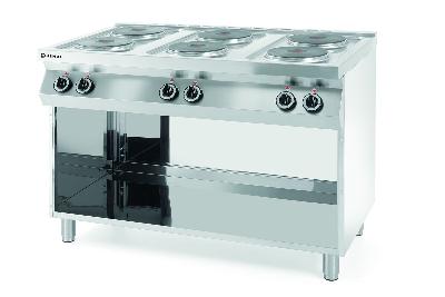 6-plotýnkový elektrický sporák Kitchen Line na otevřeném podstavci, HENDI, Kitchen Line, 400V/15600W, 1200x700x(H)900mm 226230