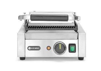 Jednoduchý kontaktní gril, HENDI, drážkovaný vrch a spodek, 230V/1800W, 310x375x(H)216mm H 263501