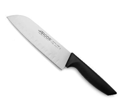 Nůž Santoku s okrajem Granton, série NIZA, Arcos, Černá, (L)314mm